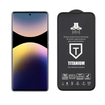 IDOL 1991 TITANIUM TEMPERED GLASS XIAOMI REDMI NOTE 14 4G 6.67in 9H 0.25mm SEMI CURVED FULL GLUE BLACK