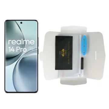 IDOL 1991 UV TEMPERED GLASS REALME 14 PRO 5G 6.77in 9H 0.20mm 10D SEMI WITH GLUE-TOOL FINGER UNLOCK FULL COVER TRANSPARENT
