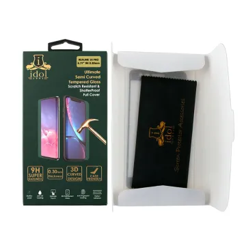 IDOL 1991 GLAMOUR TEMPERED GLASS REALME 14 PRO 6.77in 9H 0.30mm FULL COVER 3D EDGE GLUE FINGER UNLOCK BLACK