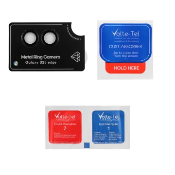 VOLTE-TEL CAMERA GLASS COVER SAMSUNG S25 EDGE 5G S937 6.66in 9H 0.30MM EASY APPLICATION BLACK