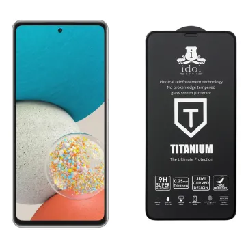 IDOL 1991 TITANIUM TEMPERED GLASS SAMSUNG A53 A536 6.5in 9H 0.25mm SEMI CURVED FULL GLUE BLACK