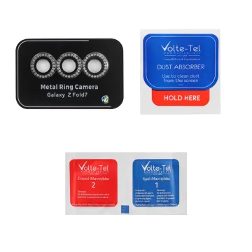 VOLTE-TEL CAMERA GLASS COVER SAMSUNG Z FOLD 7 5G F966 8.0in 9H 0.33MM EASY APPLICATION WITH STRASS BLACK