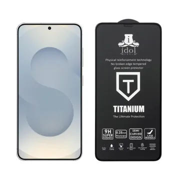 IDOL 1991 TITANIUM TEMPERED GLASS SAMSUNG S26 PLUS 5G 6.7in 9H 0.20mm SEMI CURVED FINGER UNLOCK FULL GLUE BLACK
