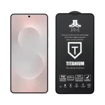 IDOL 1991 TITANIUM TEMPERED GLASS SAMSUNG S26 EDGE 5G 6.66in 9H 0.20mm SEMI CURVED FINGER UNLOCK FULL GLUE BLACK