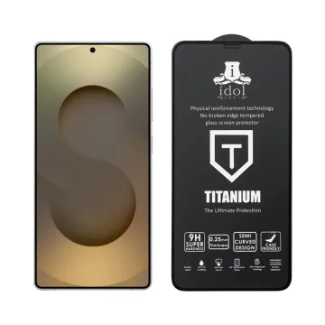 IDOL 1991 TITANIUM TEMPERED GLASS SAMSUNG S26 ULTRA 5G 6.9in 9H 0.20mm SEMI CURVED FINGER UNLOCK FULL GLUE BLACK