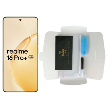 IDOL 1991 UV TEMPERED GLASS REALME 16 PRO PLUS 5G 6.8in 9H 0.20mm 10D SEMI WITH GLUE-TOOL FINGER UNLOCK FULL COVER TRANSPARENT