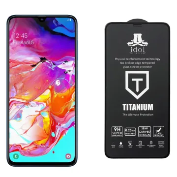 IDOL 1991 TITANIUM TEMPERED GLASS SAMSUNG A70 2019 A705 6.7in 9H 0.25mm SEMI CURVED FULL GLUE BLACK