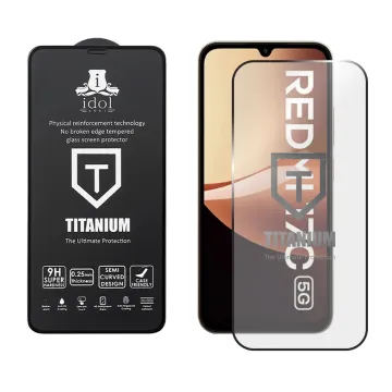 IDOL 1991 TITANIUM TEMPERED GLASS XIAOMI REDMI 17C 5G 6.9in 9H 0.25mm SEMI CURVED FULL GLUE BLACK