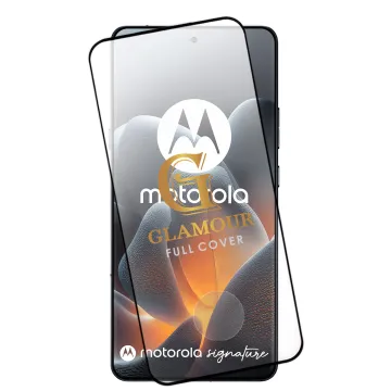 IDOL 1991 GLAMOUR TEMPERED GLASS MOTOROLA SIGNATURE 5G 6.8in 9H 0.30mm FULL COVER 3D EDGE GLUE FINGER UNLOCK BLACK