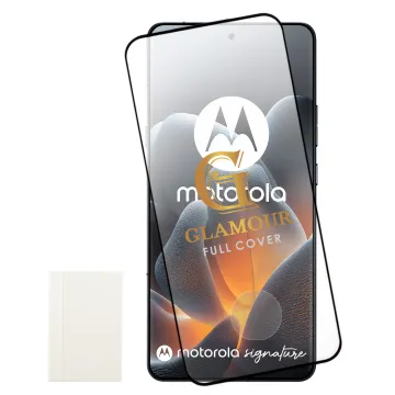 IDOL 1991 GLAMOUR TEMPERED GLASS MOTOROLA SIGNATURE 5G 6.8in 9H 0.30mm FULL COVER 3D FULL GLUE FINGER UNLOCK BLACK+SQUEEZY C