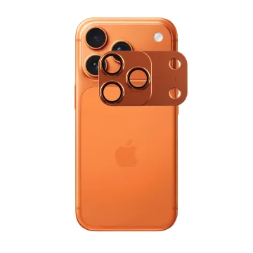 VOLTE-TEL CAMERA GLASS COVER IPHONE 17 PRO 6.3in 9H 0.30MM 3D AR ALUMINIUM-ELECTROPLATING FRAME - MAGNETIC ORANGE