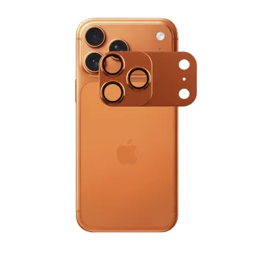 VOLTE-TEL CAMERA GLASS COVER IPHONE 17 PRO MAX 6.9in 9H 0.30MM 3D AR ALUMINIUM-ELECTROPLATING FRAME - MAGNETIC ORANGE