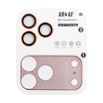 VOLTE-TEL CAMERA GLASS COVER IPHONE 17 PRO MAX 6.9in 9H 0.30MM 3D AR NICKEL-ELECTROPLATING FRAME ORANGE