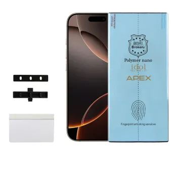 IDOL 1991 APEX POLYMER NANOTECH FILM IPHONE 16 PRO MAX 6.9in FINGER UNLOCK FULL COVER WITH INSTALLATION KIT