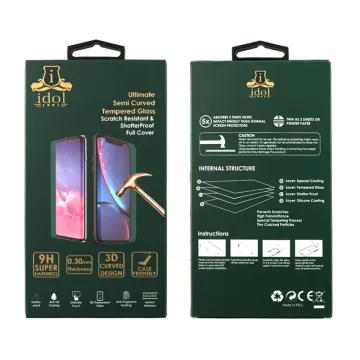IDOL 1991 GLAMOUR TEMPERED GLASS SAMSUNG NOTE 10 N970 6.28in 9H 0.30mm FULL COVER 3D FULL GLUE FINGER UNLOCK BLACK+SQUEEZY CARD