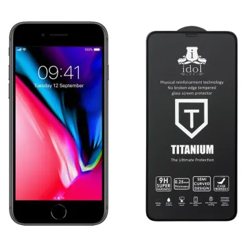 IDOL 1991 TITANIUM TEMPERED GLASS IPHONE SE 2020/IPHONE 8/7 4.7in 9H 0.25mm SEMI CURVED FULL GLUE BLACK