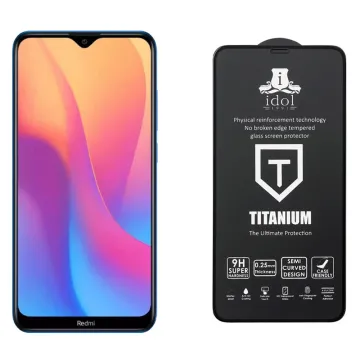 IDOL 1991 TITANIUM TEMPERED GLASS XIAOMI REDMI 8A 6.22in 9H 0.25mm SEMI CURVED FULL GLUE BLACK