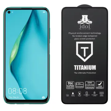 IDOL 1991 TITANIUM TEMPERED GLASS HUAWEI P40 LITE 6.4in 9H 0.25mm SEMI CURVED FULL GLUE BLACK