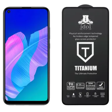 IDOL 1991 TITANIUM TEMPERED GLASS HUAWEI P40 LITE E 6.39in 9H 0.25mm SEMI CURVED FULL GLUE BLACK