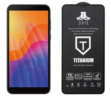 IDOL 1991 TITANIUM TEMPERED GLASS HUAWEI Y5P 5.45in 9H 0.25mm SEMI CURVED FULL GLUE BLACK