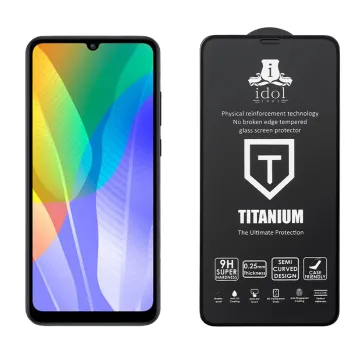 IDOL 1991 TITANIUM TEMPERED GLASS HUAWEI Y6P 6.3in 9H 0.25mm SEMI CURVED FULL GLUE BLACK