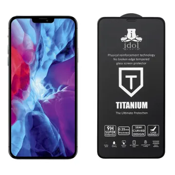 IDOL 1991 TITANIUM TEMPERED GLASS IPHONE 12 PRO / IPHONE 12 6.1in 9H 0.25mm SEMI CURVED FULL GLUE BLACK
