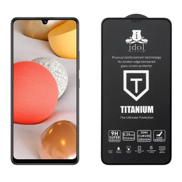 IDOL 1991 TITANIUM TEMPERED GLASS SAMSUNG A42 5G A426 6.6in 9H 0.25mm SEMI CURVED FULL GLUE BLACK