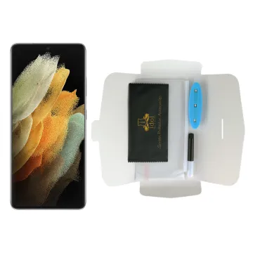 IDOL 1991 UV TEMPERED GLASS SAMSUNG S21 ULTRA 5G G998 6.8in9H 0.20mm 10D SEMI WITH GLUE-TOOL FINGER UNLOCK FULL COVER TRANSPAREN