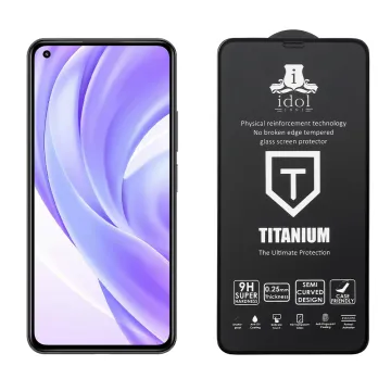 IDOL 1991 TITANIUM TEMPERED GLASS XIAOMI 11 LITE 5G NE/MI 11 LITE/MI 11 LITE 5G 6.55in 9H 0.25mm SEMI CURVED FULL GLUE BLACK