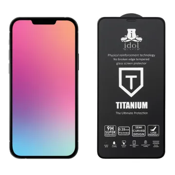 IDOL 1991 TITANIUM TEMPERED GLASS IPHONE 13 MINI 5.4in 9H 0.25mm SEMI CURVED FULL GLUE BLACK