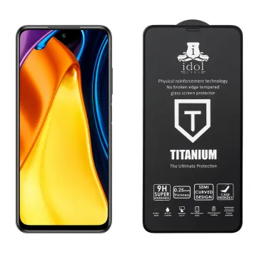IDOL 1991 TITANIUM TEMPERED GLASS XIAOMI POCO M3 PRO 4G/M3 PRO 5G 6.5in 9H 0.25mm SEMI CURVED FULL GLUE BLACK
