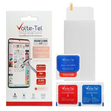 VOLTE-TEL TEMPERED GLASS IPHONE 13 MINI 5.4in 9H 0.30mm 2.5D FULL GLUE