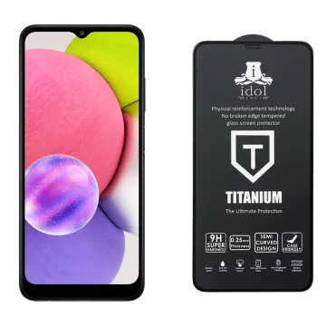 IDOL 1991 TITANIUM TEMPERED GLASS SAMSUNG A03s A037 6.5in 9H 0.25mm SEMI CURVED FULL GLUE BLACK