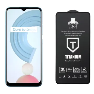 IDOL 1991 TITANIUM TEMPERED GLASS REALME C21 6.5in 9H 0.25mm SEMI CURVED FULL GLUE BLACK