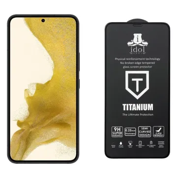 IDOL 1991 TITANIUM TEMPERED GLASS SAMSUNG S22 PLUS 5G 6.6in 9H 0.2mm SEMI CURVED FINGER UNLOCK FULL GLUE ULTRA THIN BLACK