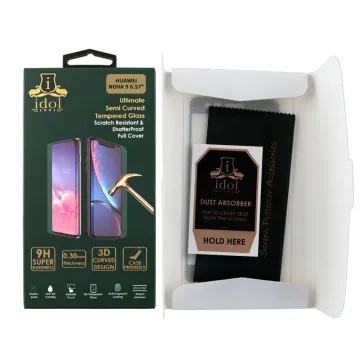 IDOL 1991 GLAMOUR TEMPERED GLASS HUAWEI NOVA 9 6.57in 9H 0.30mm FULL COVER 3D EDGE GLUE SEMI CURVED FINGER UNLOCK BLACK