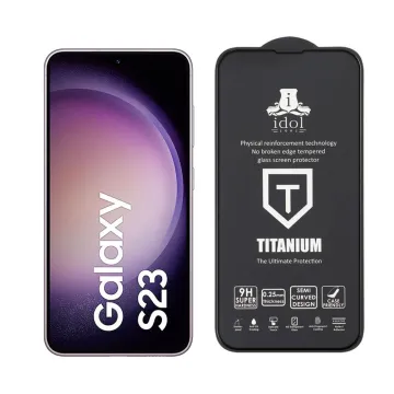 IDOL 1991 TITANIUM TEMPERED GLASS SAMSUNG S23 5G S911 6.1in 9H 0.2mm SEMI CURVED FULL GLUE ULTRA THIN BLACK