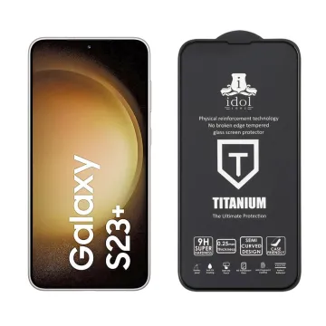 IDOL 1991 TITANIUM TEMPERED GLASS SAMSUNG S23 PLUS 5G S916 6.6in 9H 0.2mm SEMI CURVED FULL GLUE ULTRA THIN BLACK