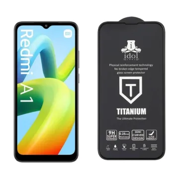 IDOL 1991 TITANIUM TEMPERED GLASS XIAOMI REDMI A1/A1+/A2/A2+ 6.52in 9H 0.25mm SEMI CURVED FULL GLUE BLACK