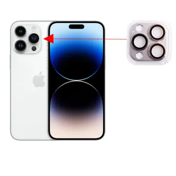 VOLTE-TEL CAMERA GLASS COVER IPHONE 14 PRO 6.1in/14 PRO MAX 6.7in 9H 0.30MM 3D ALUMINIUM-ELECTROPLATING FRAME SILVER