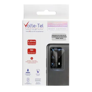 VOLTE-TEL CAMERA GLASS COVER SAMSUNG S23 ULTRA 5G S918 6.8in 9H 0.30MM 3D ALUMINIUM-ELECTROPLATING FRAME GREEN