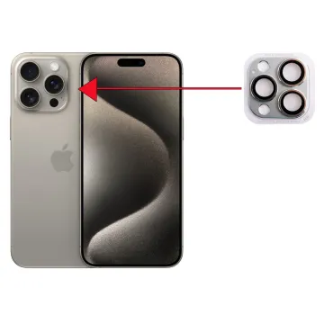 VOLTE-TEL CAMERA GLASS COVER IPHONE 15 PRO 6.1in/IPHONE 15 PRO MAX 6.7in 9H 0.30MM 3D AR ALUMINIUM-ELECTROPLATING FRAME GREY