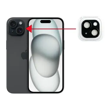 VOLTE-TEL CAMERA GLASS COVER IPHONE 15 6.1in/IPHONE 15 PLUS 6.7in 9H 0.30MM 3D AR ALUMINIUM-ELECTROPLATING FRAME BLACK