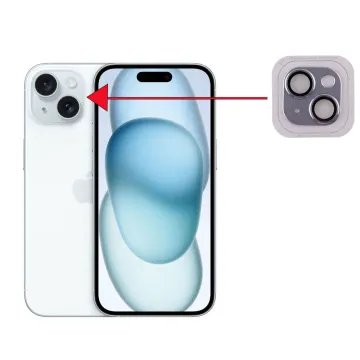 VOLTE-TEL CAMERA GLASS COVER IPHONE 15 6.1in/IPHONE 15 PLUS 6.7in 9H 0.30MM 3D AR ALUMINIUM-ELECTROPLATING FRAME BLUE