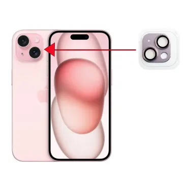 VOLTE-TEL CAMERA GLASS COVER IPHONE 15 6.1in/IPHONE 15 PLUS 6.7in 9H 0.30MM 3D AR ALUMINIUM-ELECTROPLATING FRAME PINK