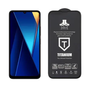 IDOL 1991 TITANIUM TEMPERED GLASS XIAOMI POCO C65 4G 6.74in 9H 0.25mm SEMI CURVED FULL GLUE BLACK