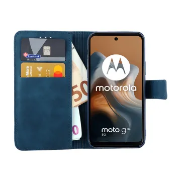 LIME ESSENTIAL ΘΗΚΗ MOTOROLA MOTO G35 5G 6.72in MAGNET BOOK STAND CLIP DARK BLUE