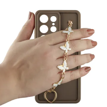 VOLTE-TEL SILICON TPU WITH STRAP ΘΗΚΗ SAMSUNG S25 ULTRA 5G S938 6.9in FULL CAMERA PROTECTION BROWN WITH WHITE BUTTERFLIES