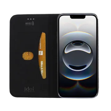 IDOL 1991 ELITE ΘΗΚΗ IPHONE 16E/ IPHONE 17E 6.1in ANTI-RFID BOOK STAND BLACK