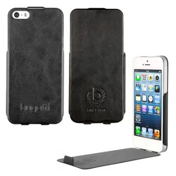 BUGATTI ΘΗΚΗ IPHONE SE/5S/5 LEATHER ULTRA THIN FLIPCASE BLACK